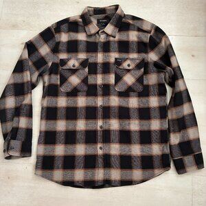 Brixton Bowery Flannel Brown and Beige Shirt Size Large